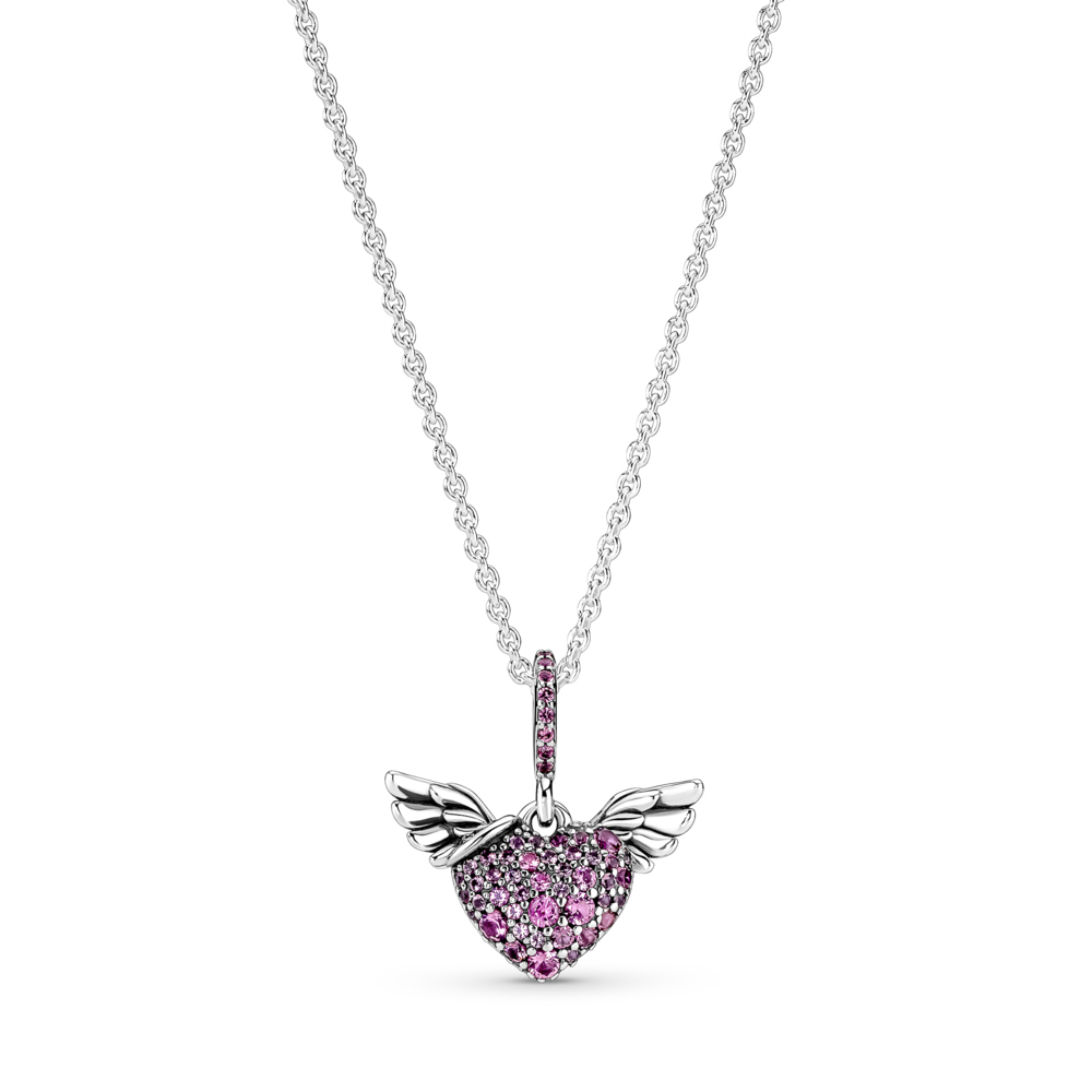 Колье  Pandora   «Pavé Heart & Angel Wings» | PANDORA 