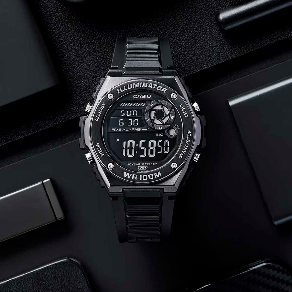 Японские наручные часы мужские Casio Collection  MWD-100HB-1B с хронографом | Casio 