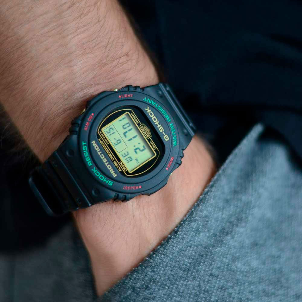 Японские наручные часы мужские  Casio G-SHOCK  DW-5700TH-1 с хронографом | Casio 