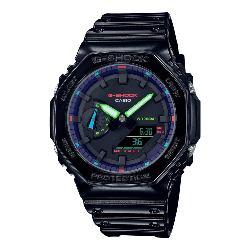 Японские наручные часы мужские Casio G-SHOCK GA-2100RGB-1A с хронографом | Casio 