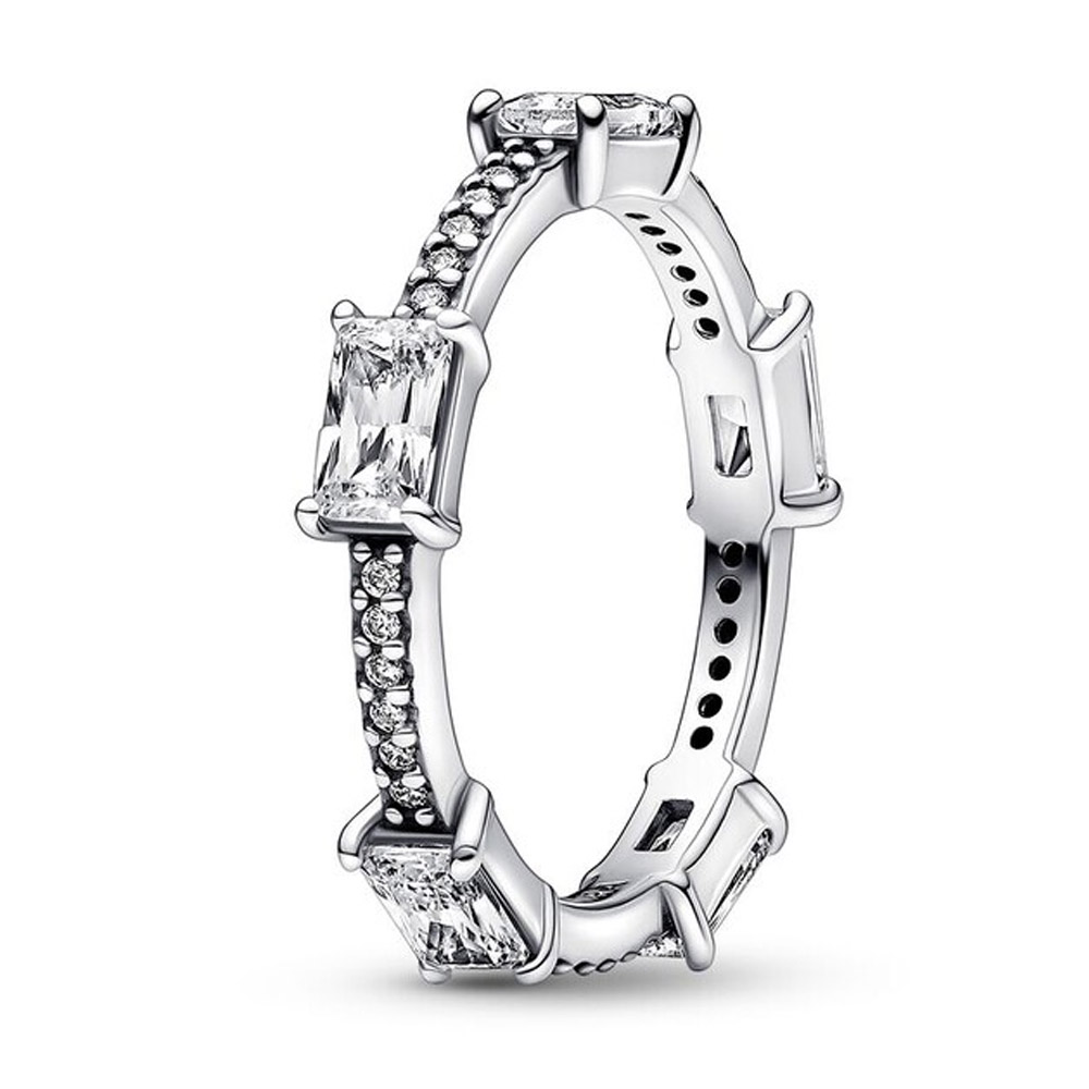 Кольцо Pandora «Rectangular Bars Sparkling Pave»  | PANDORA 