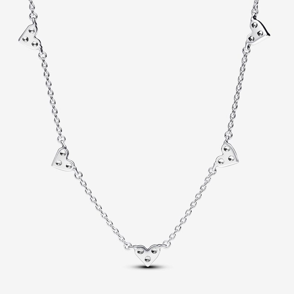 Колье Pandora «Triple Stone Heart Station Chain Necklace» | PANDORA 