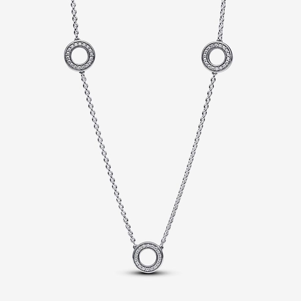 Колье Pandora «Pavé Circles Chain Necklace» | PANDORA 