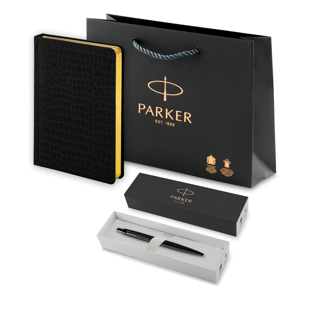 Подарочный набор: Шариковая ручка Parker Jotter XL SE20 Monochrome, цвет: Black, стержень: Mblue и Ежедневник недатированный А5 212_3_4942753 | PARKER 