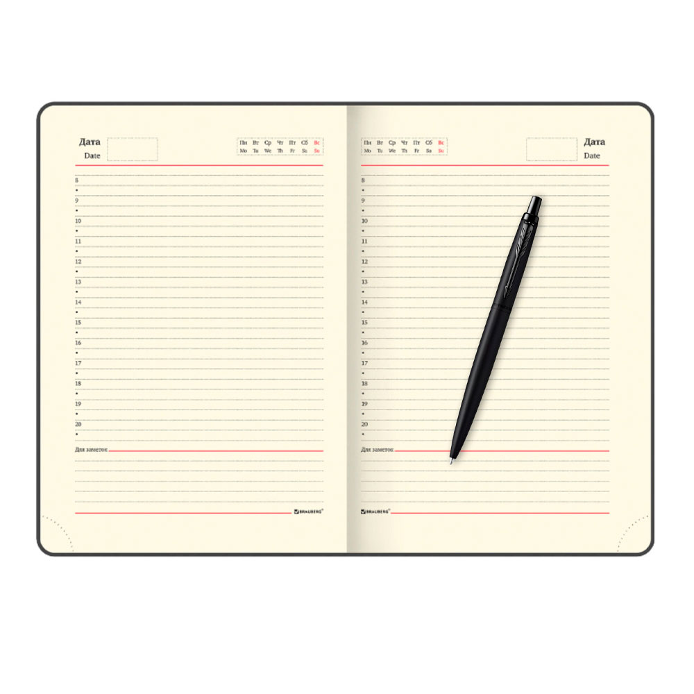 Подарочный набор: Шариковая ручка Parker Jotter XL SE20 Monochrome, цвет: Black, стержень: Mblue и Ежедневник недатированный А5 212_3_4942753 | PARKER 