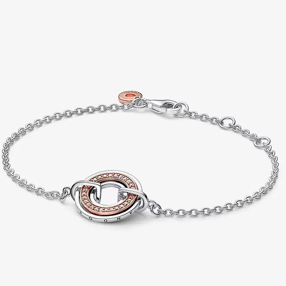 Браслет Pandora  «Signature Two Two-tone Logo & Pavé »  | PANDORA 