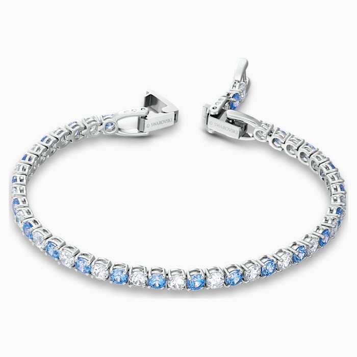 Браслет Swarovski TENNIS DELUXE, СИНИЙ, РОДИЕВОЕ ПОКРЫТИЕ | SWAROVSKI 