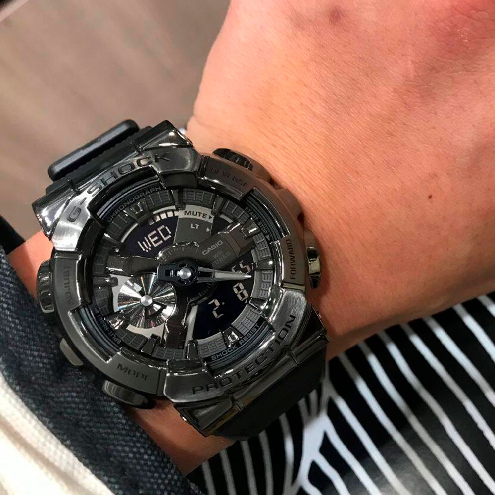 Японские наручные часы мужские Casio G-SHOCK  GM-110BB-1A с хронографом | Casio 