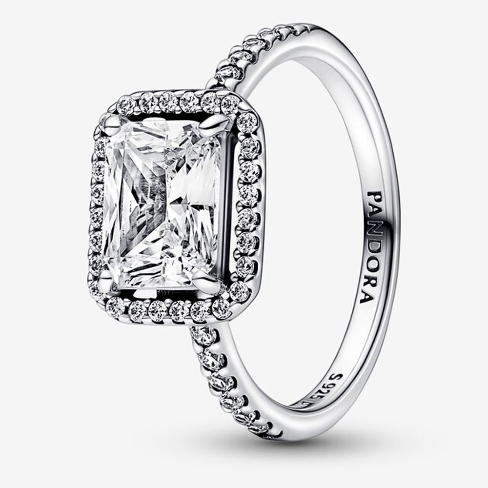 Кольцо Pandora «Rectangular Sparkling Halo Ring»  | PANDORA 