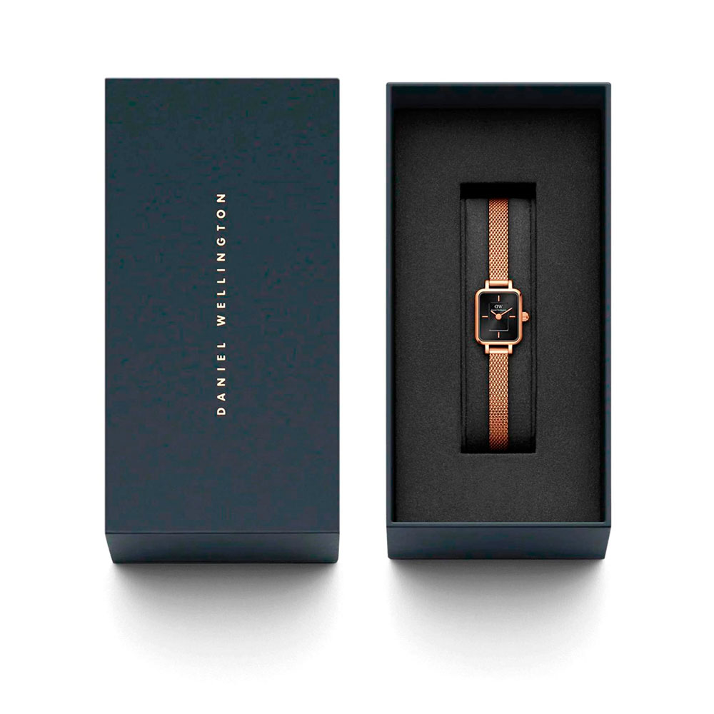 Часы женские QUADRO MINI MELROSE ROSE GOLD ONYX Daniel Wellington DW00100432 | DANIEL WELLINGTON 